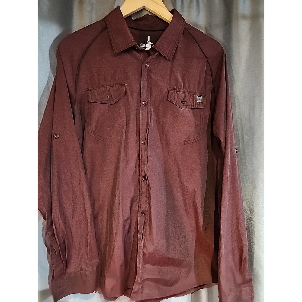 Button Up Dress Shirt - I Jeans by Buffalo Dark Burgundy Size Large